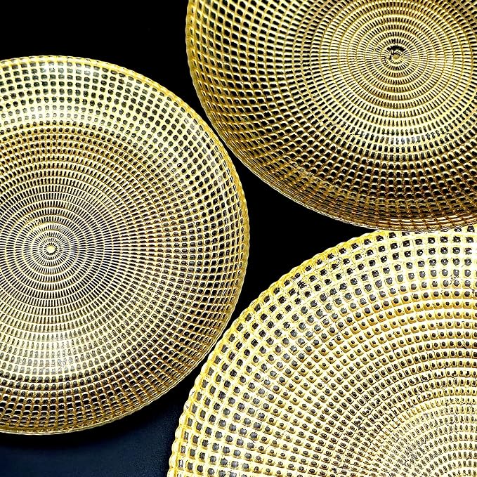 Red Pomegranate Helios Glass Dinnerware Set Set of 18 pcs Gold