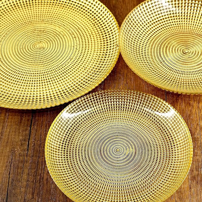 Red Pomegranate Helios Glass Dinnerware Set Set of 18 pcs Gold