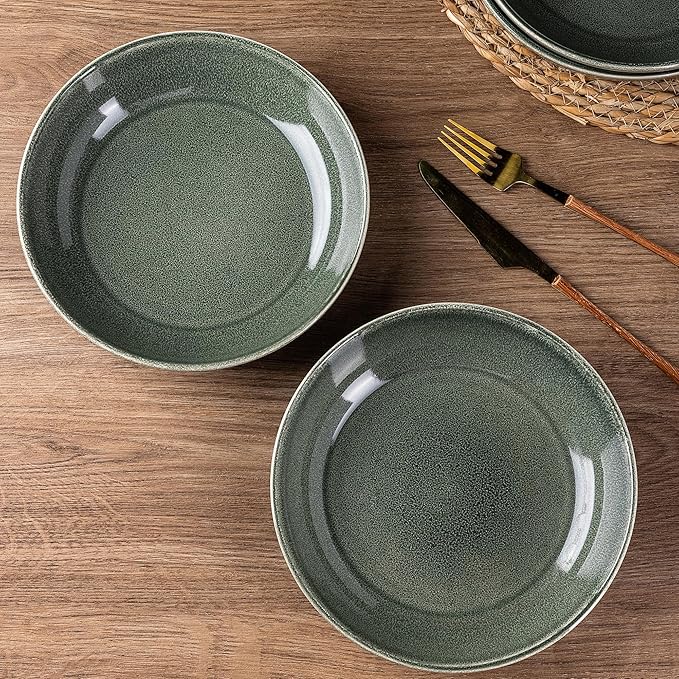 AmorArc Ceramic Dinnerware SetsHandmade Reactive Glaze Plates and Bowls SetsHighly Chip and Crack Resistant | Dishwasher &amp Microwave Safe Dishes Set Service for 4 (24pc)