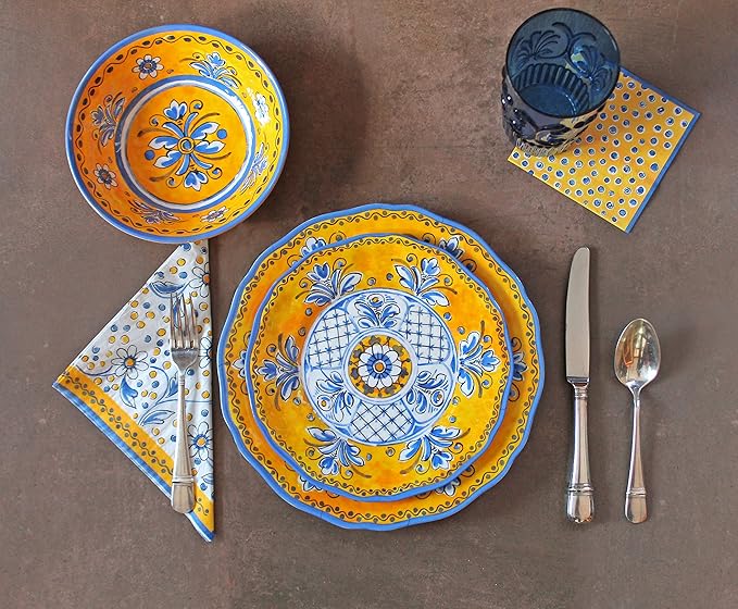 Le Cadeaux Luxury 16 Piece Melamine Dinnerware Set Service for 4 (Benidorm)