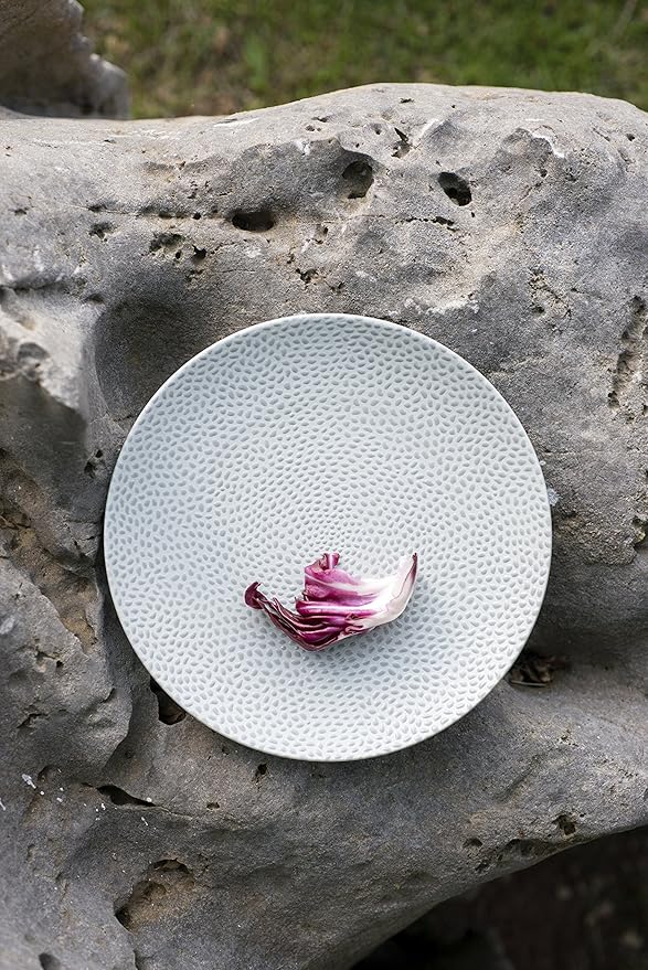 D&ampV 6 Piece Cobble TechnoCeram Dinnerware Plate Set 8.25 Matte Grey