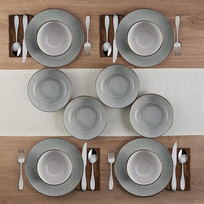 Pfaltzgraff Arlie Gray 12 Piece Dinnerware Set Service for 4 Gray