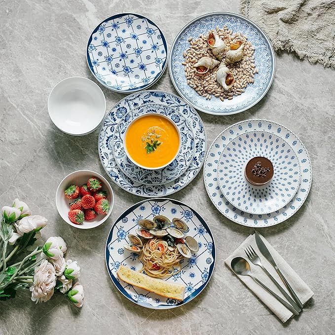 BTaT- Dinnerware Sets for 4 12 pcs Ceramic Dinnerware Sets
