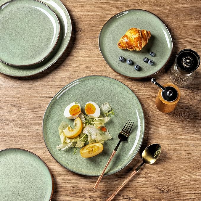 AmorArc Ceramic Dinnerware SetsHandmade Reactive Glaze Stoneware Plates and Bowls SetsHighly Scratch Resistant | Dishwasher &amp Microwave Safe Dishes SetService for 4 (12pc)