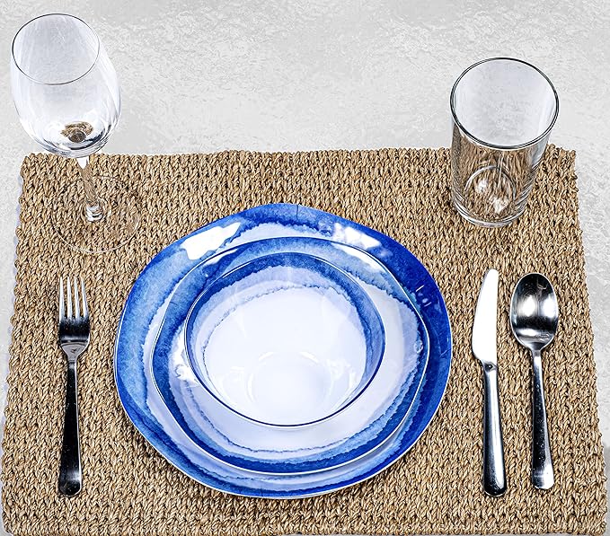 Prepara 12 Piece Melamine Dinnerware Set Blue Washed